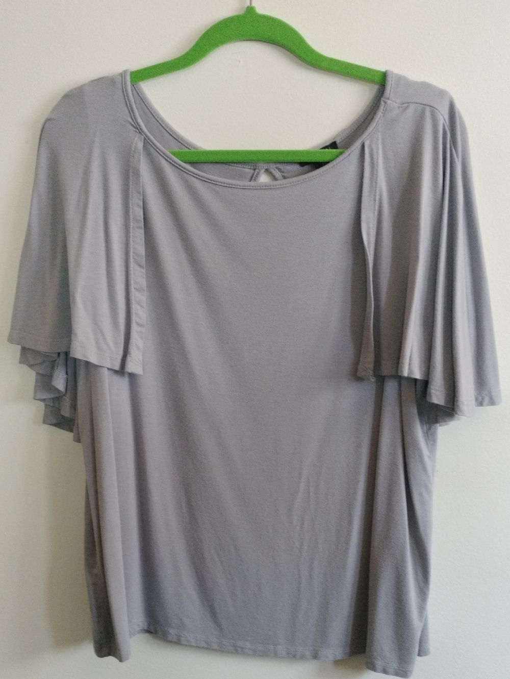 Women's Plus Size Gray Flutter Sleeve Top - Brand IMAN